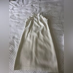 NWT Trina Turk White Ruffle Halter Dress, size 2, two small flaws shown